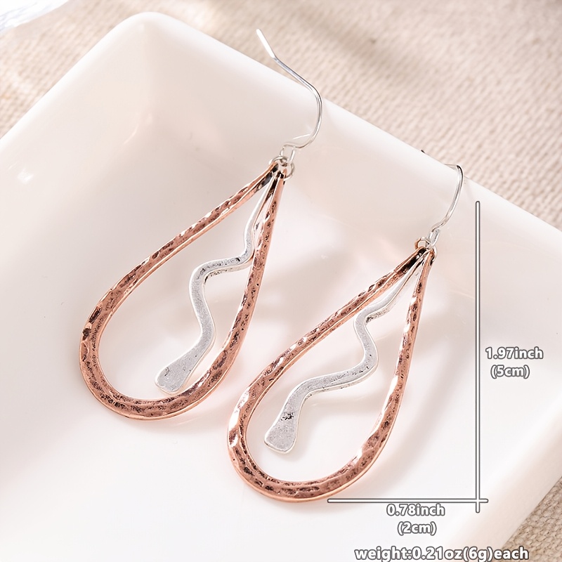 Women's Vintage Two-Tone Water Droplet Shaped Hanging Earrings